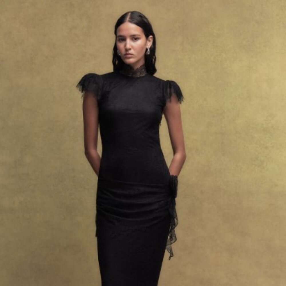 DE LA VALI SILENTIUM LACE MAXI DRESS IN BLACK (NEW WITH TAGS) - UK 6 / US 2